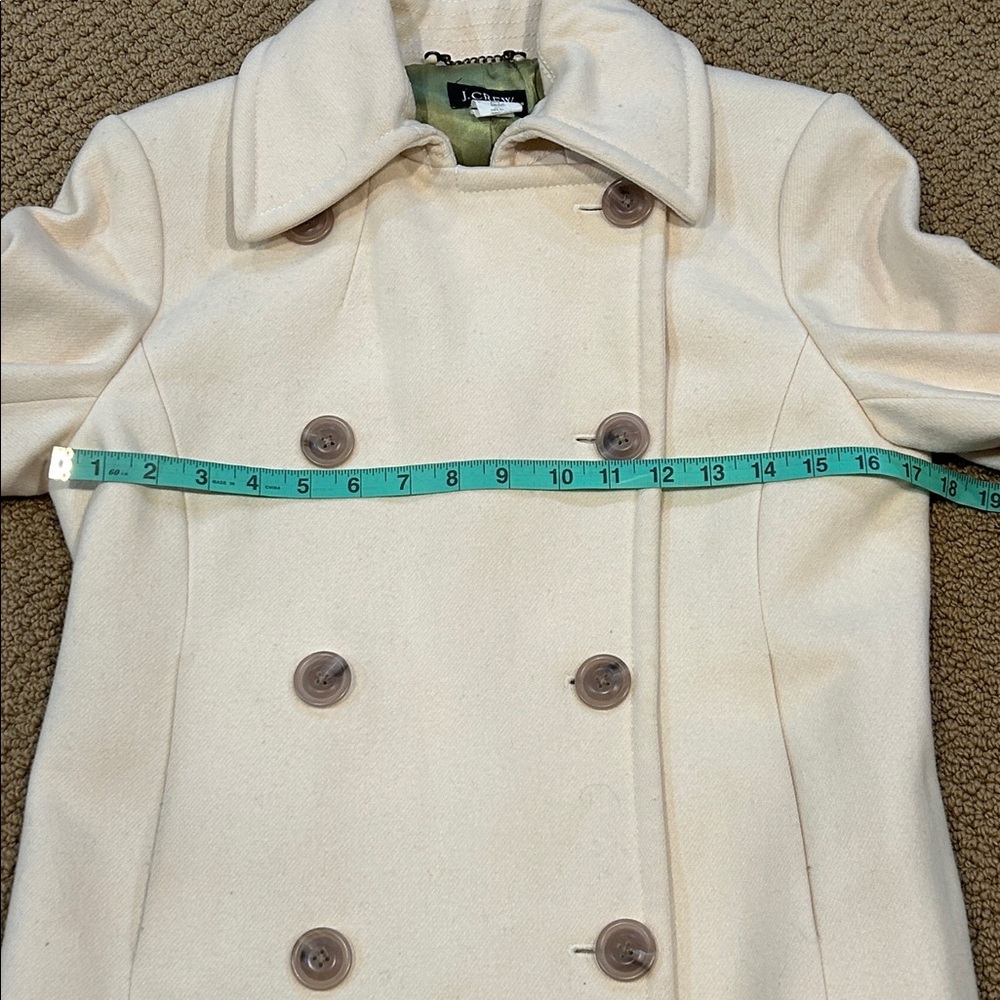 Vintage J. Crew Pea Coat size Small Cream Wool Blend Preppy Classic - Picture 13 of 17